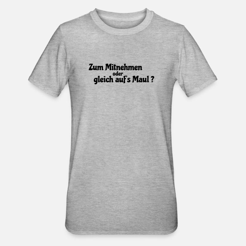 Mitnehmen oder gleich - Unisex Polycotton T-Shirt - Grau meliert