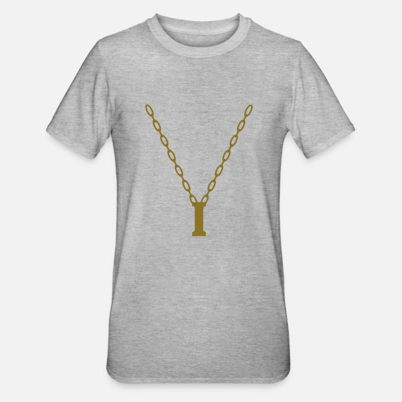 Buchstabenkette Initial I - Unisex Polycotton T-Shirt - Grau meliert