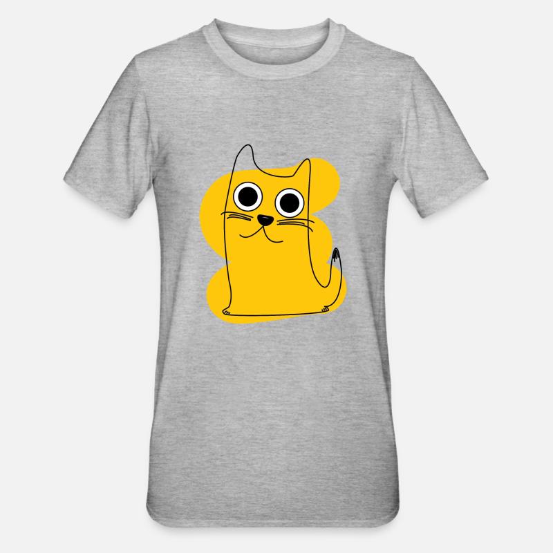 Chat jaune - T-shirt polycoton Unisexe - gris chiné