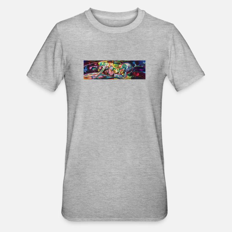 Vivid Faces in Neon Graffiti - Unisex Polycotton T-Shirt - heather grey