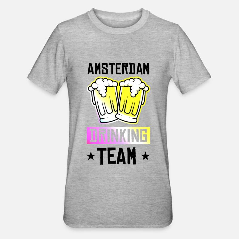 L’équipe de Drinking à Amsterdam - T-shirt polycoton Unisexe - gris chiné