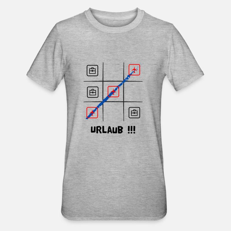 Tik tak to oder Käsekästchen, Urlaub oder Arbeit - Unisex Polycotton T-Shirt - Grau meliert