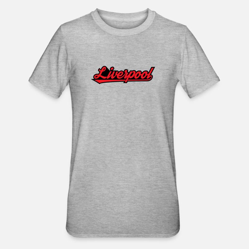 Liverpool Script on Black - Unisex Polycotton T-Shirt - heather grey