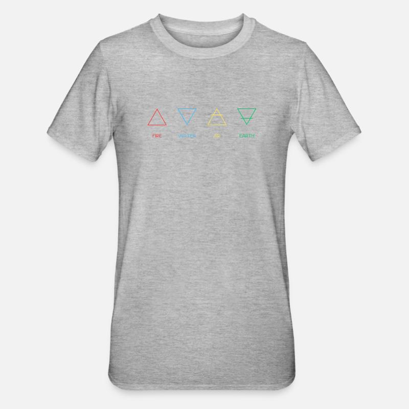 Vier Elemente - Unisex Polycotton T-Shirt - Grau meliert