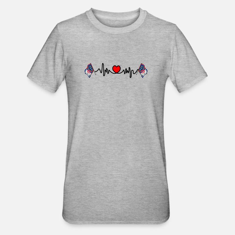 Pays_de_la_Loire_ Herzfrequenz - Unisex Polycotton T-Shirt - Grau meliert