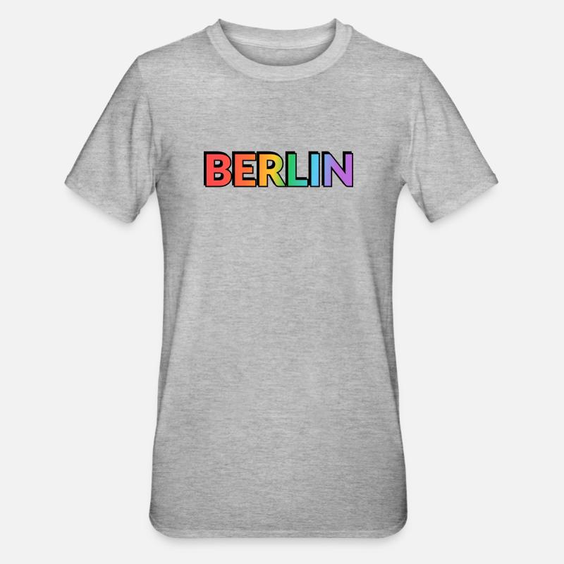 Berlin Rainbow Gradient Letters LGBTQ - Unisex Polycotton T-Shirt - heather grey