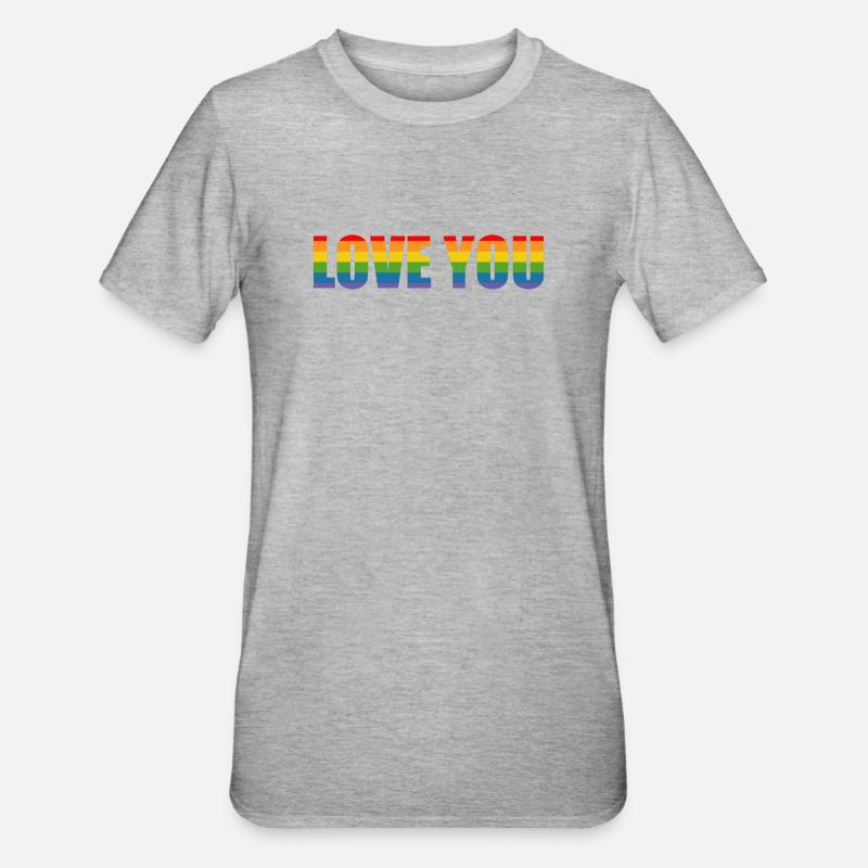 rayures arc-en-ciel t’aiment lgbtqi queer - T-shirt polycoton Unisexe - gris chiné