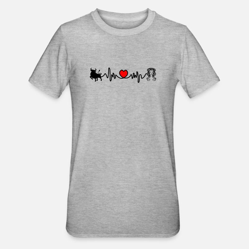 Fréquence cardiaque cardio Taureau vierge - T-shirt polycoton Unisexe - gris chiné