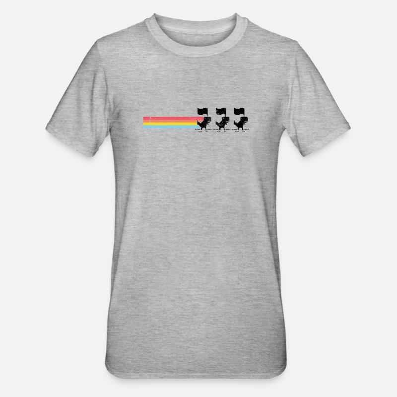 Silhouette de rayures arc-en-ciel pastel - T-shirt polycoton Unisexe - gris chiné