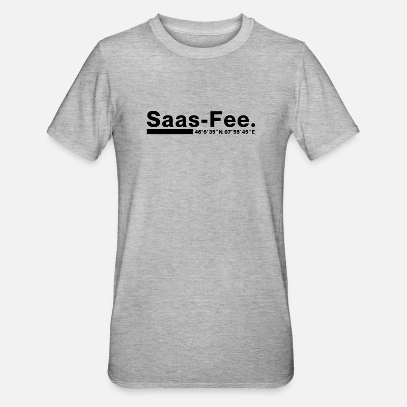 Coordonnées Saas-Fee Valais, Suisse - T-shirt polycoton Unisexe - gris chiné
