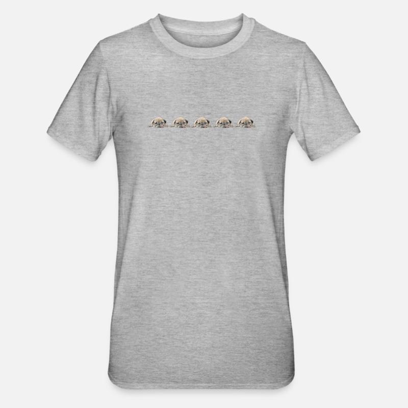 5 Möpse - Unisex Polycotton T-Shirt - Grau meliert