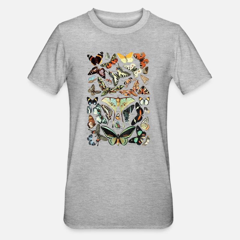 Schmetterlinge 2 - Unisex Polycotton T-Shirt - Grau meliert