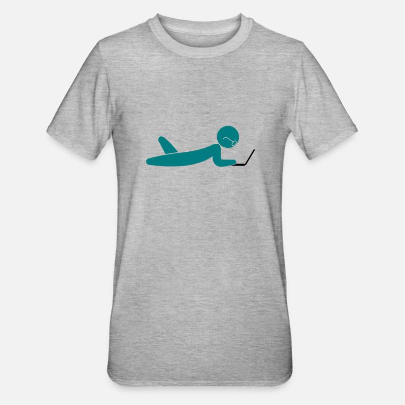 Ein Programmierer mit einem Laptop - Unisex Polycotton T-Shirt - Grau meliert