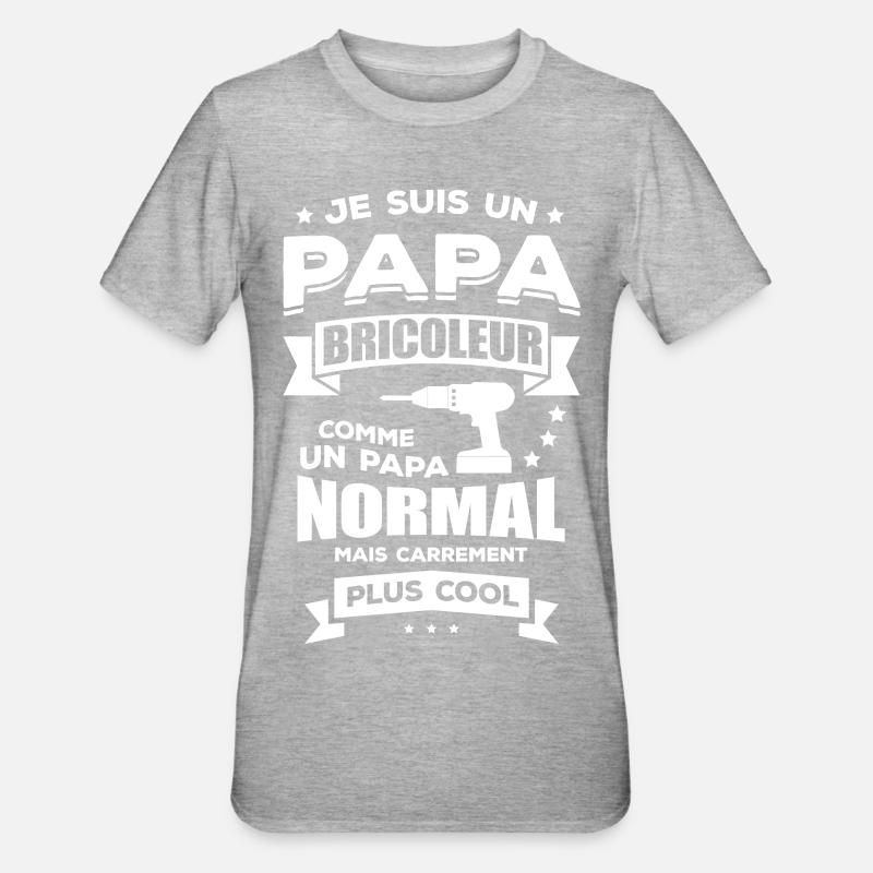 PAPA BRICOLEUR - T-shirt polycoton Unisexe - gris chiné