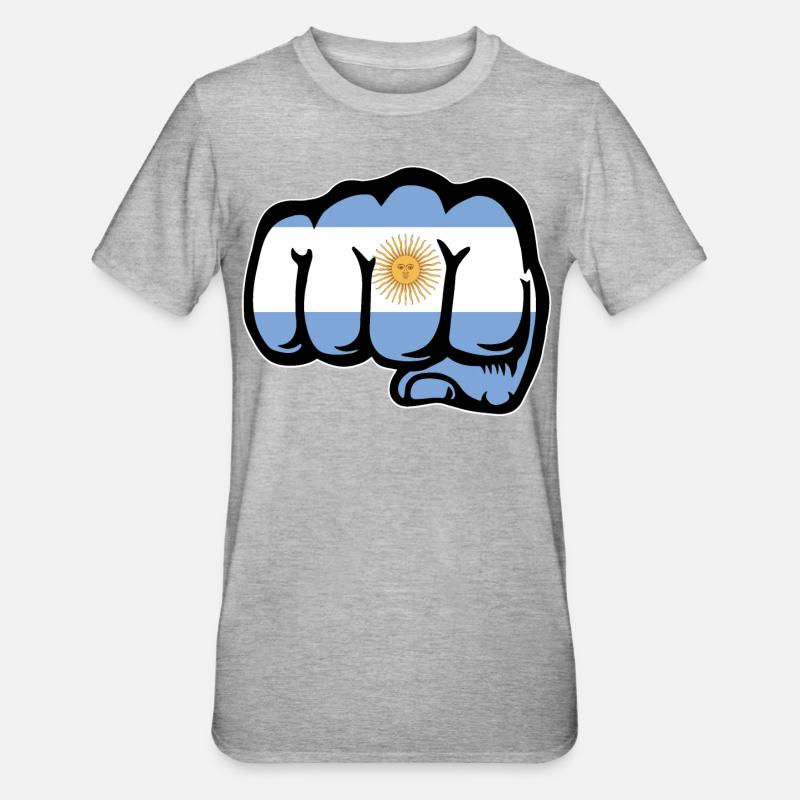 Argentinien Flagge Faust - Unisex Polycotton T-Shirt - Grau meliert