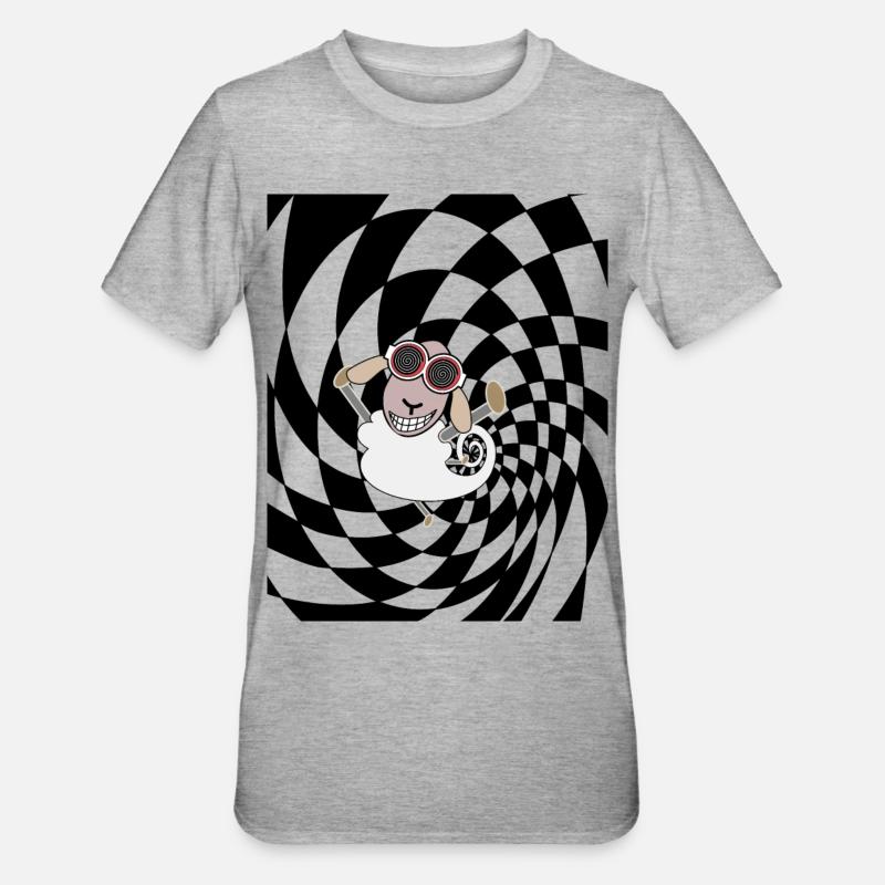psychedelisches Schaf - Unisex Polycotton T-Shirt - Grau meliert