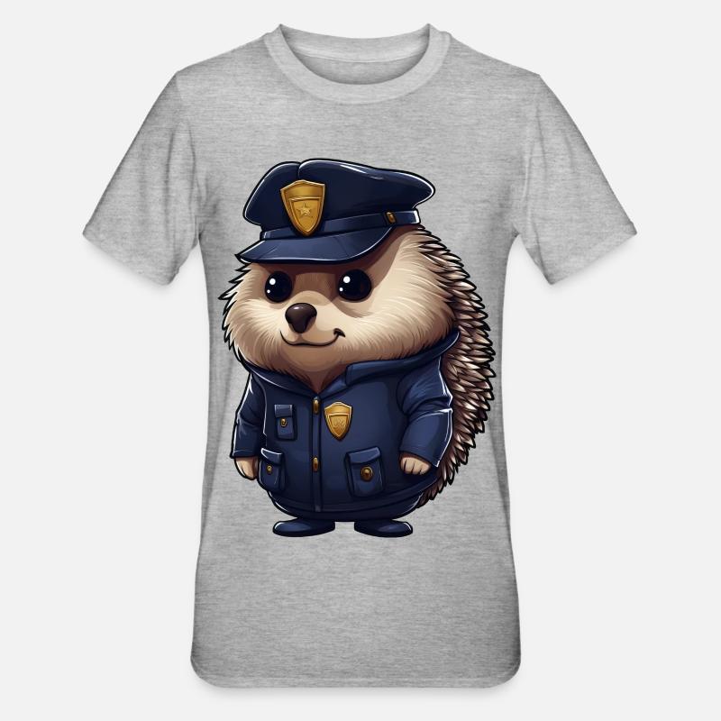 Igel Polizei - Unisex Polycotton T-Shirt - Grau meliert