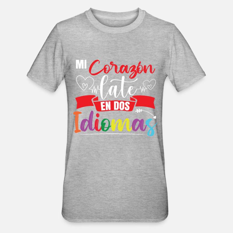 Ecole Professeur d’Espagnol Bilingue - T-shirt polycoton Unisexe - gris chiné