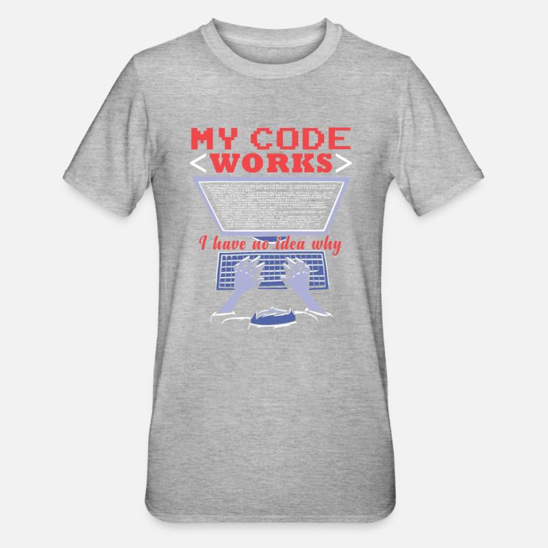 Fuuny Coder Programmer - Unisex Polycotton T-Shirt - heather grey