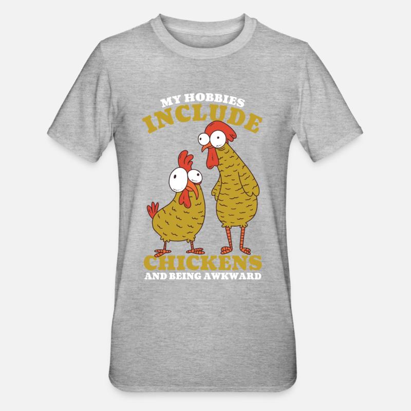 My Hobbies Include Chickens - Unisex Polycotton T-Shirt - heather grey