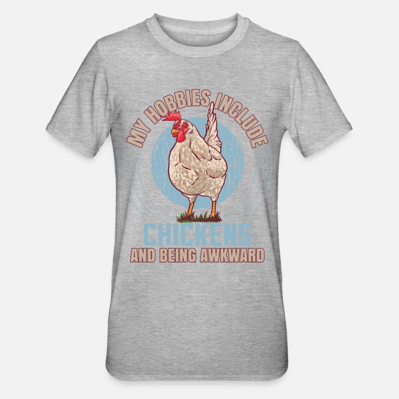 My Hobbies Include Chickens - Unisex Polycotton T-Shirt - heather grey