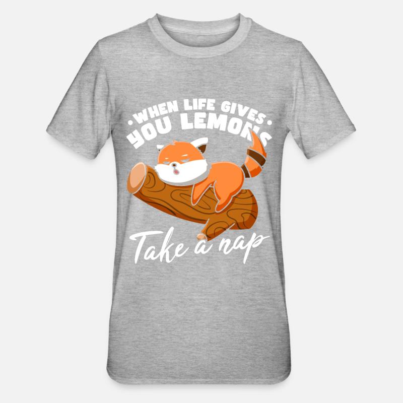Funny Sleeping Red Panda - Unisex Polycotton T-Shirt - heather grey