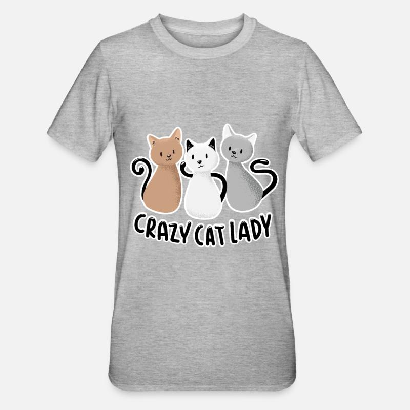 Crazy Cat Lady - T-shirt polycoton Unisexe - gris chiné