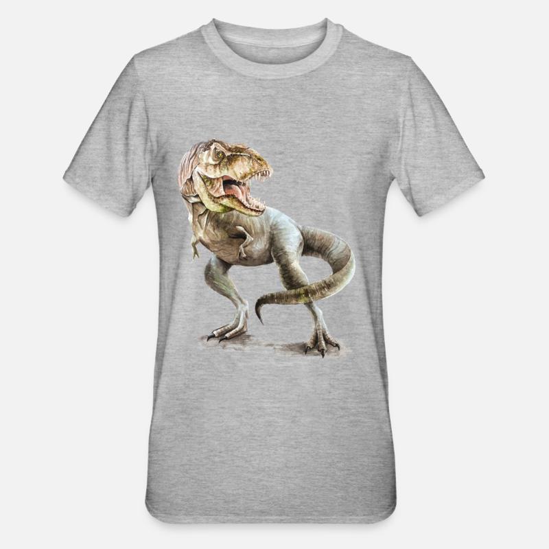T-Rex - Unisex Polycotton T-Shirt - Grau meliert