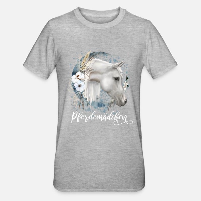 Pferdemädchen Pferde Geschenk Mädchen - Unisex Polycotton T-Shirt - Grau meliert