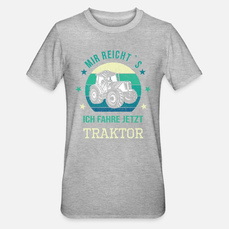 Traktor Trecker Schlepper Ackerschlepper Bauer - Unisex Polycotton T-Shirt - Grau meliert