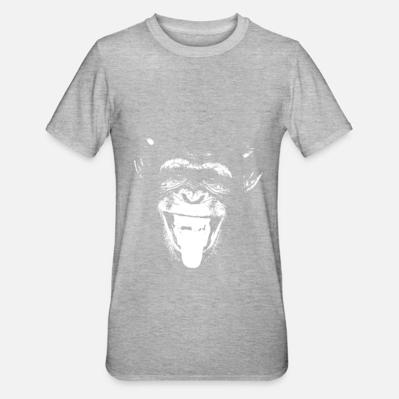 Affe Schimpanse Design - Unisex Polycotton T-Shirt - Grau meliert
