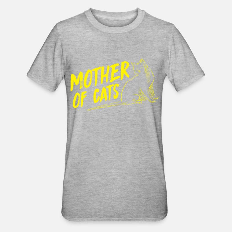 chat Mère de chats - T-shirt polycoton Unisexe - gris chiné
