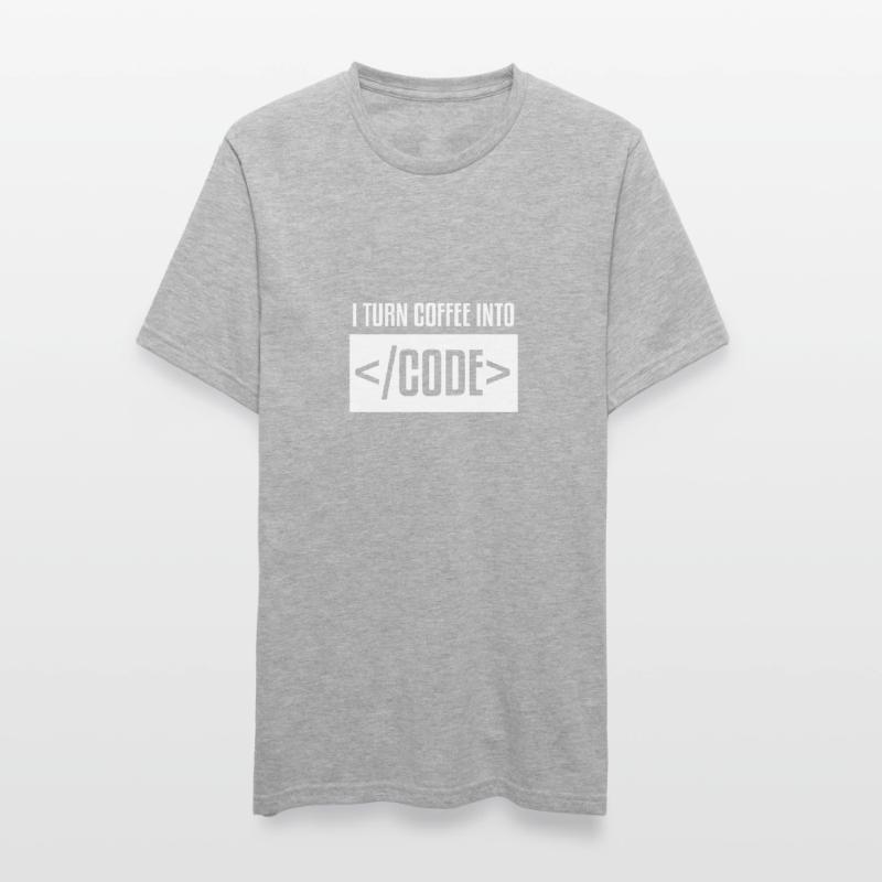 I turn coffee into code WHITE Computer T-Shirt Unisex Polycotton T-Shirt