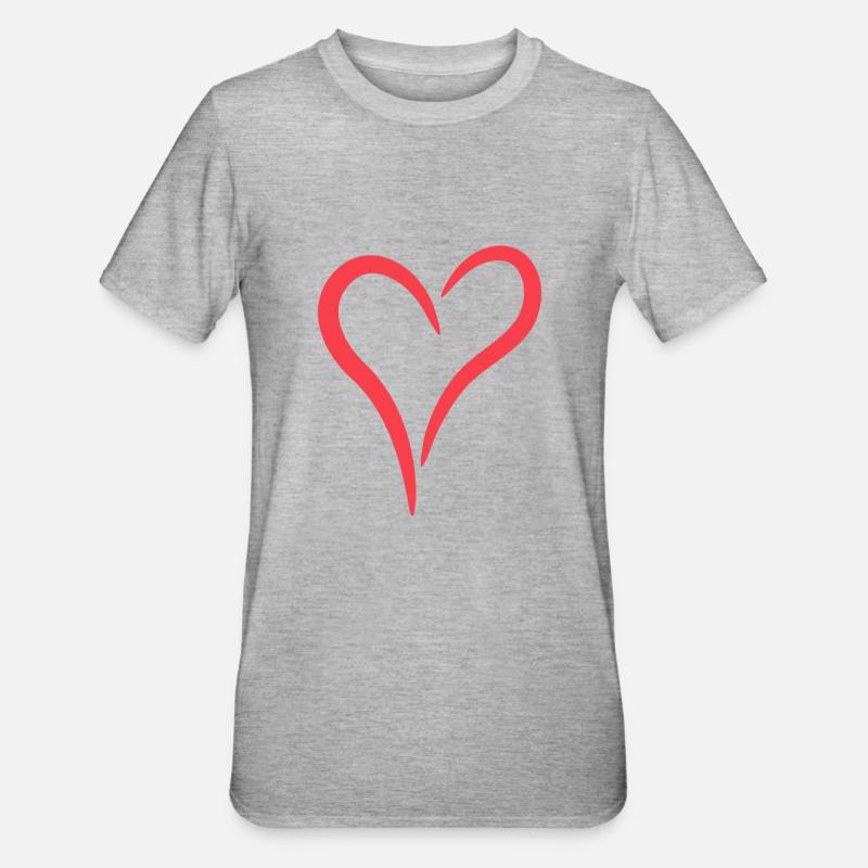 Herz in Rot - Unisex Polycotton T-Shirt - Grau meliert