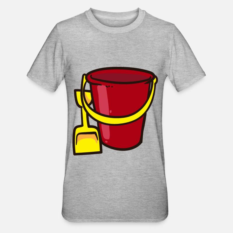 Strand Sand Eimer - Unisex Polycotton T-Shirt - Grau meliert
