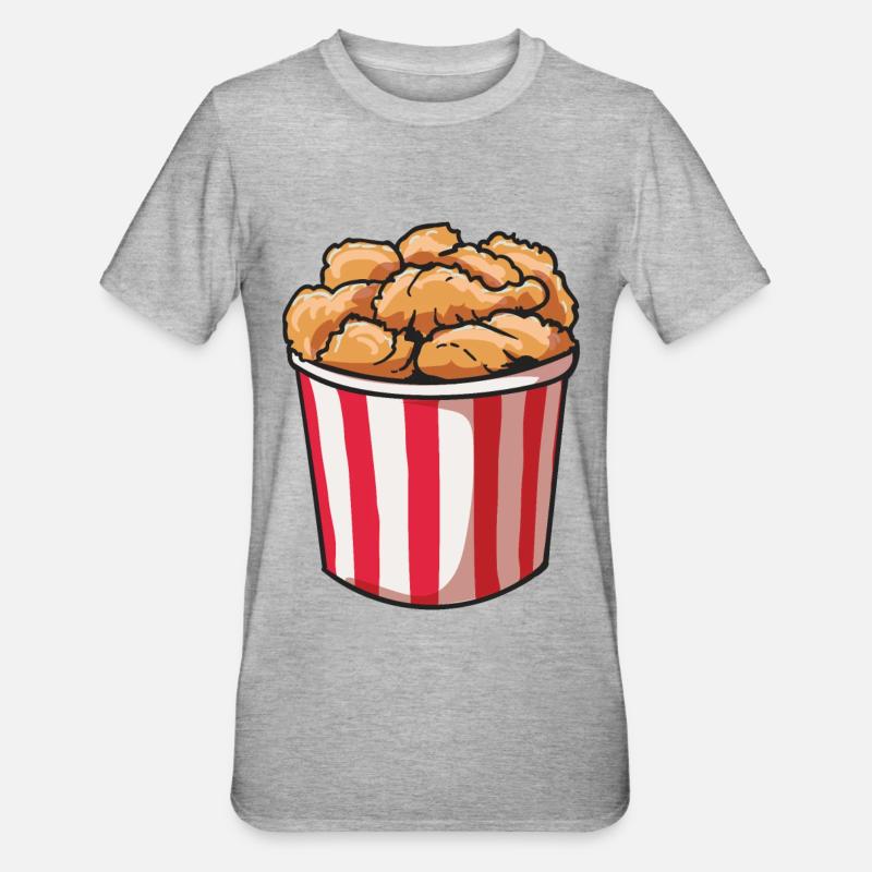 Chicken Hühnchen Eimer - Unisex Polycotton T-Shirt - Grau meliert