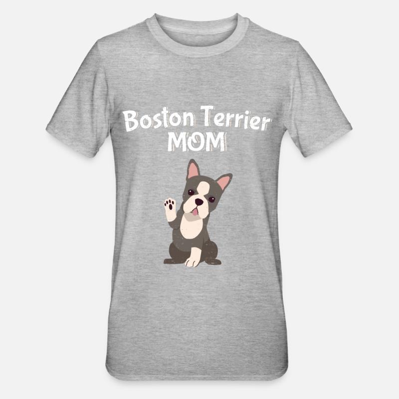 Maman Boston Terrier - T-shirt polycoton Unisexe - gris chiné