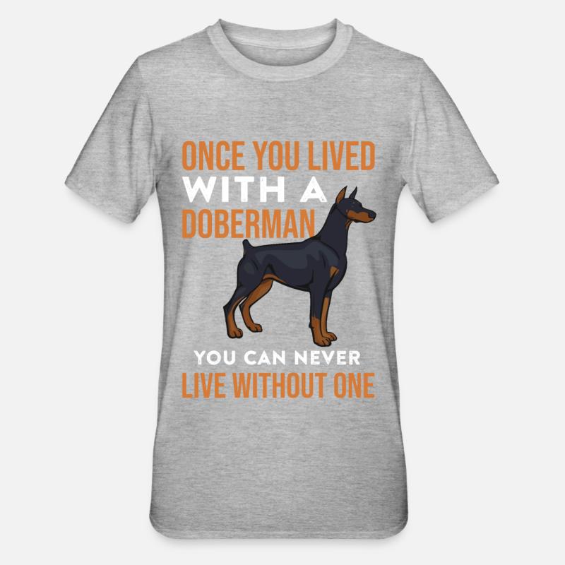 Dobermann - Unisex Polycotton T-Shirt - Grau meliert