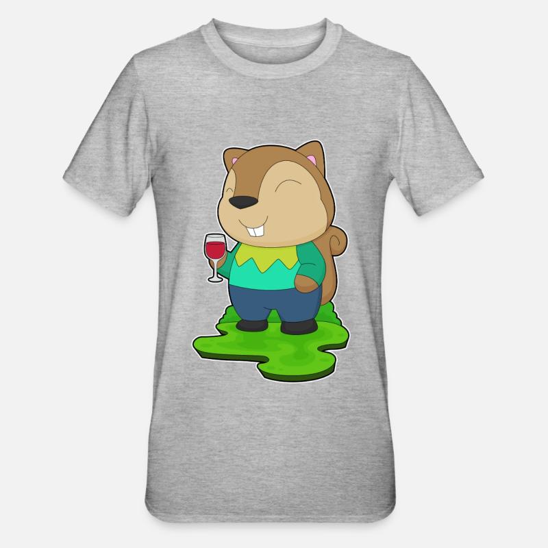 Eichhörnchen Rotwein - Unisex Polycotton T-Shirt - Grau meliert