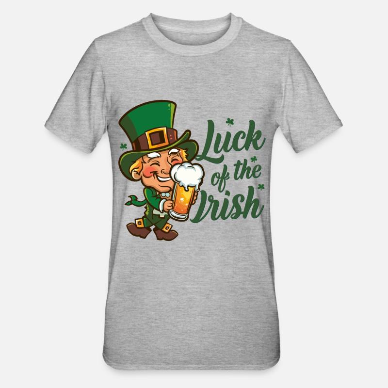 Leprechaun Leprechaun Saint-Patrick Irlande - T-shirt polycoton Unisexe - gris chiné
