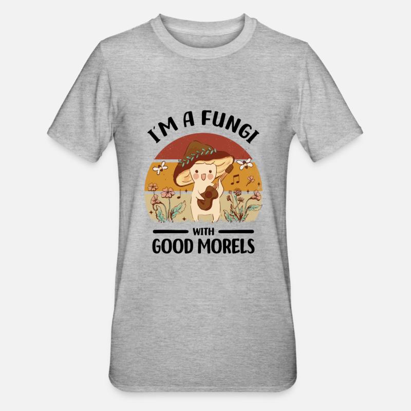 Cueillette de champignons - T-shirt polycoton Unisexe - gris chiné