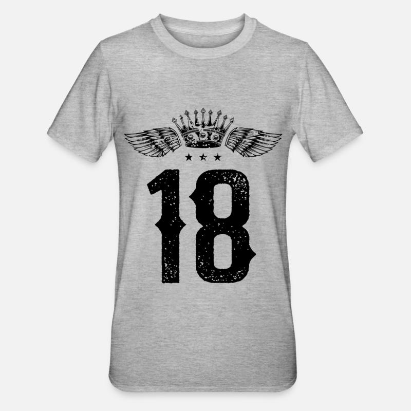 18 Couronne numérique - T-shirt polycoton Unisexe - gris chiné