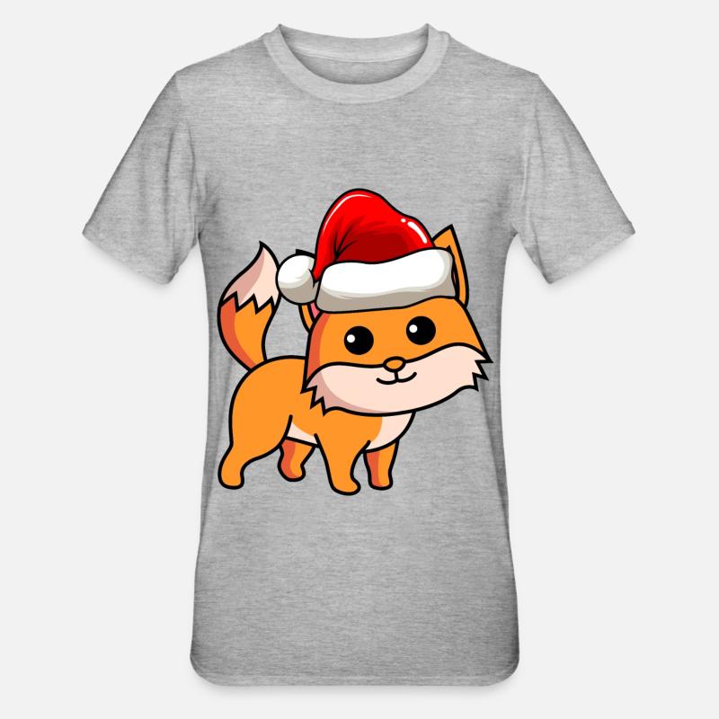 Fuchs Comic Weihnachten - Unisex Polycotton T-Shirt - Grau meliert