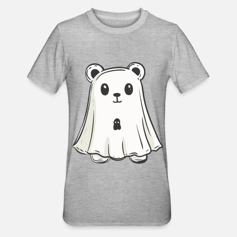 Bear Halloween Funny Ghost - Unisex Polycotton T-Shirt - heather grey