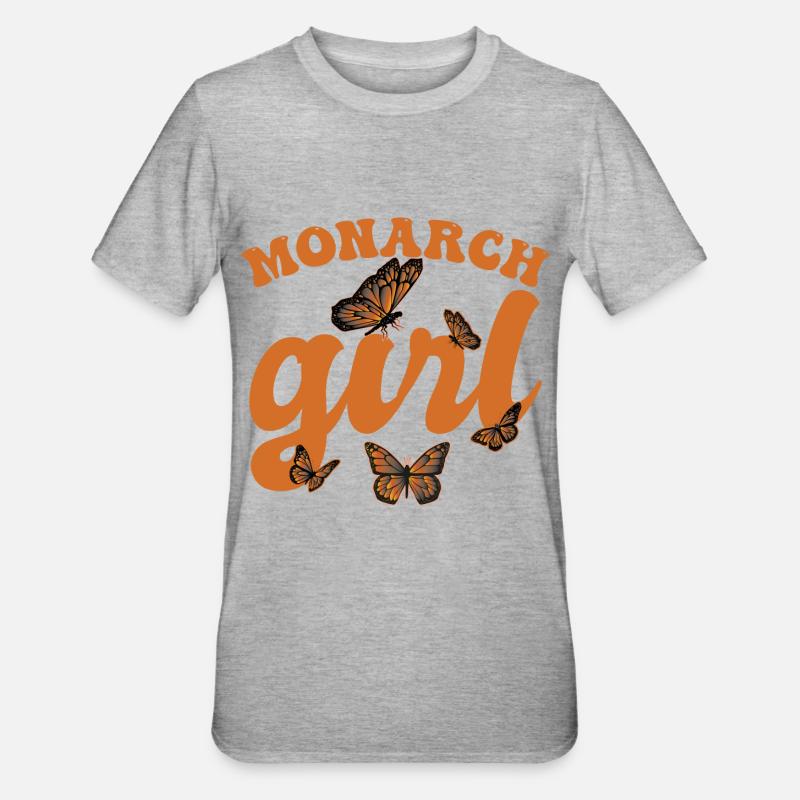 Monarch-Mädchen - Unisex Polycotton T-Shirt - Grau meliert