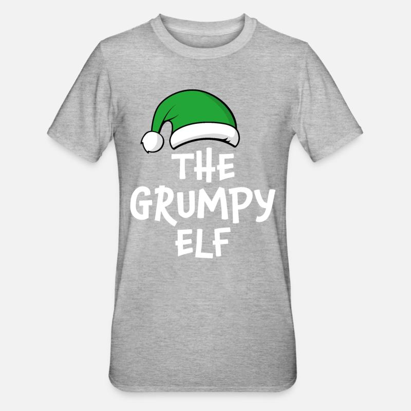The Grumpy Elf - Unisex Polycotton T-Shirt - heather grey