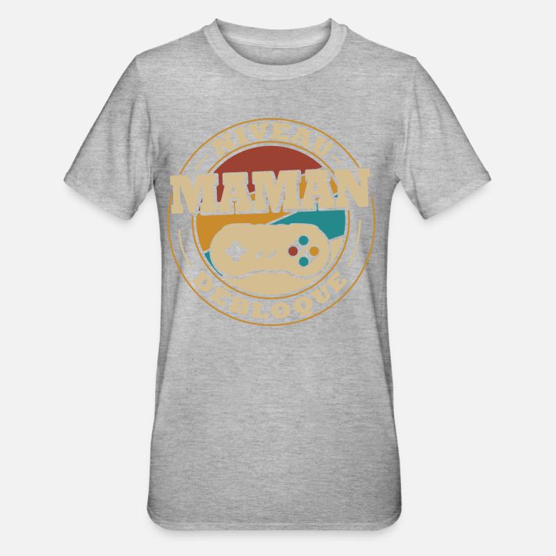 Mutter-Level freischalten - Unisex Polycotton T-Shirt - Grau meliert