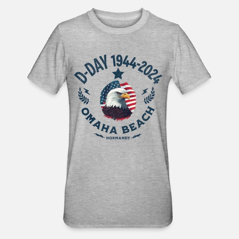 D DAY 80th anniversary Omaha beach - T-shirt polycoton Unisexe - gris chiné