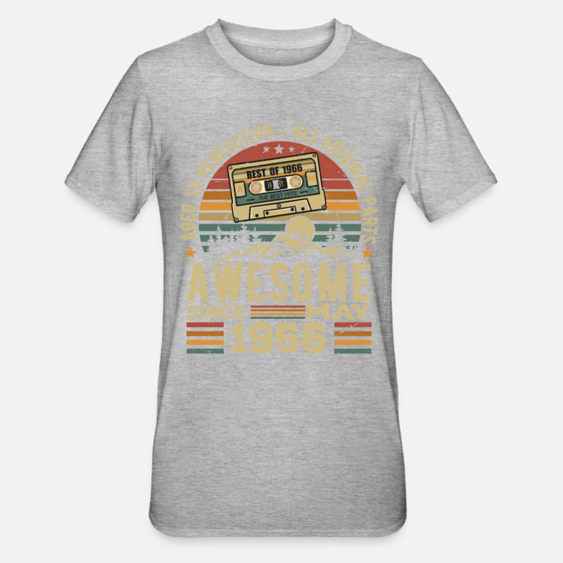 May 1966 Birthday May 1966 Retro Gift - Unisex Polycotton T-Shirt - heather grey