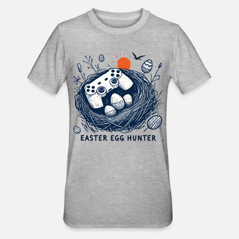 Gaming Osterei Jäger Controller Spaß - Unisex Polycotton T-Shirt - Grau meliert